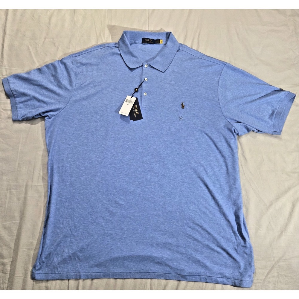 Polo Ralph Lauren Shirt Mens 4XLT Classics Blue Sleeve Flesh Pony Golf Sport NWT